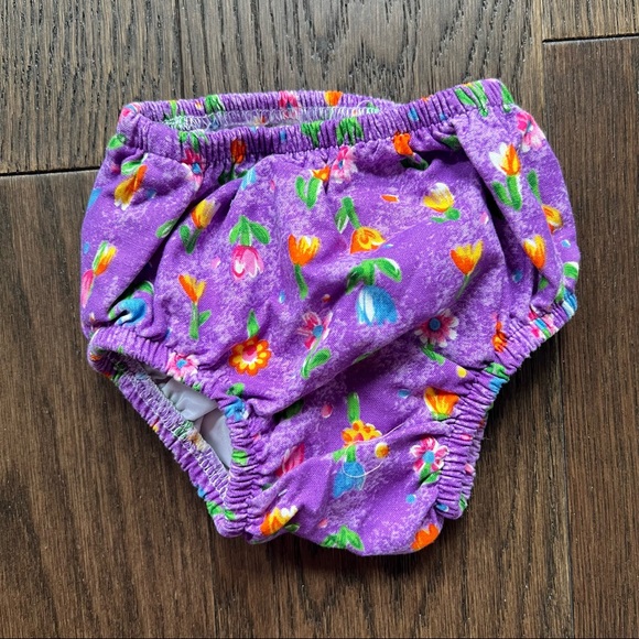 Swim I Swim Safely Purple Floral Baby Girl Swim Diaper Cover 6 Months